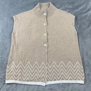 Note di Anita Sleeveless Mock Neck Vest Wool Cashmere Blend Beige Knit Italy OS